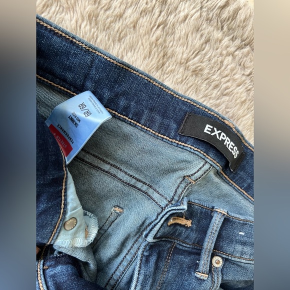 Express Mid Rise Dark Wash Skinny Jeans - Picture 4 of 6